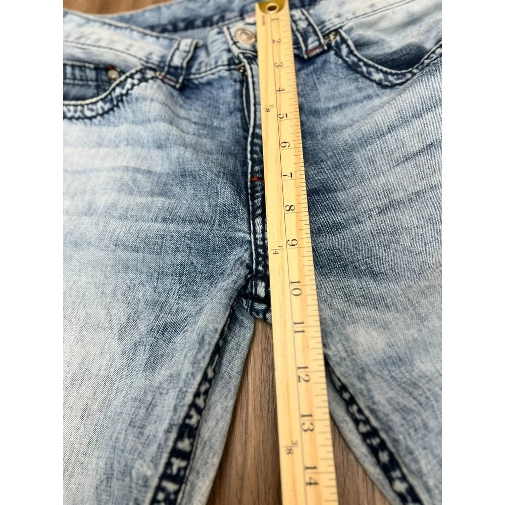 True Religion Geno Slim Jeans Mens 34x32 Big T Light Wash Denim
